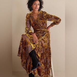 Soft Surroundings Velvet Floral Wrap Dress